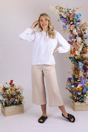 Culottes linen pants, Sandshell