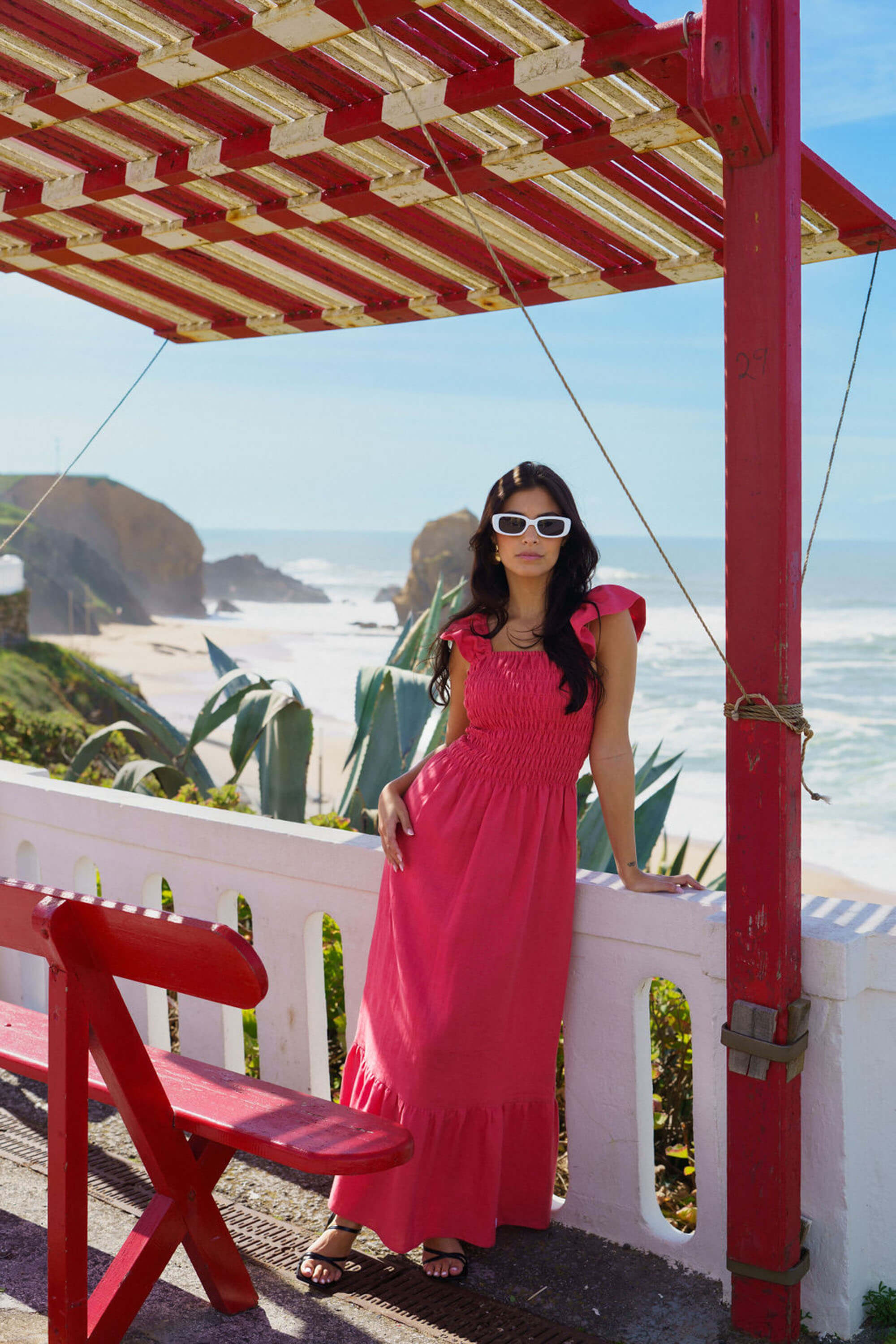 Bianca Dress, Sunset Coral