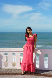Bianca Dress, Sunset Coral