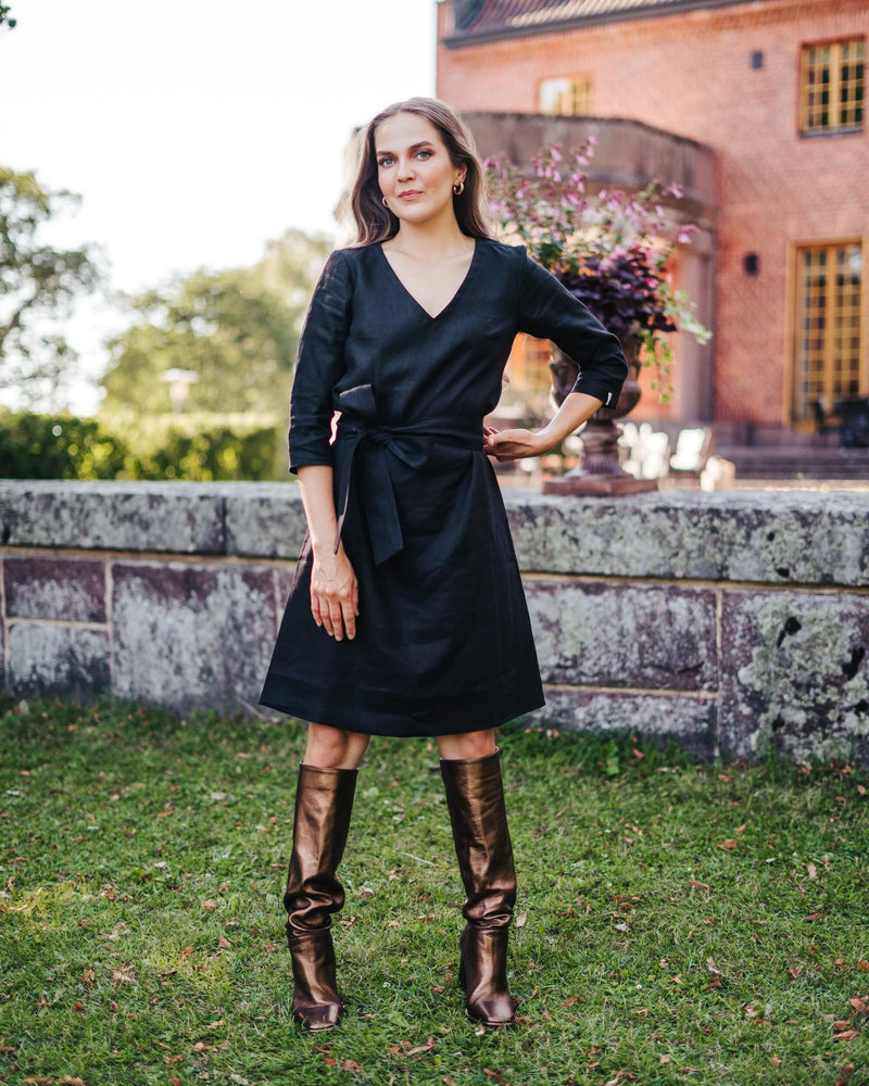 Classic Linen Dress, Black