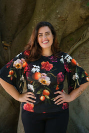 Vivienne Blouse, Sangria Garden