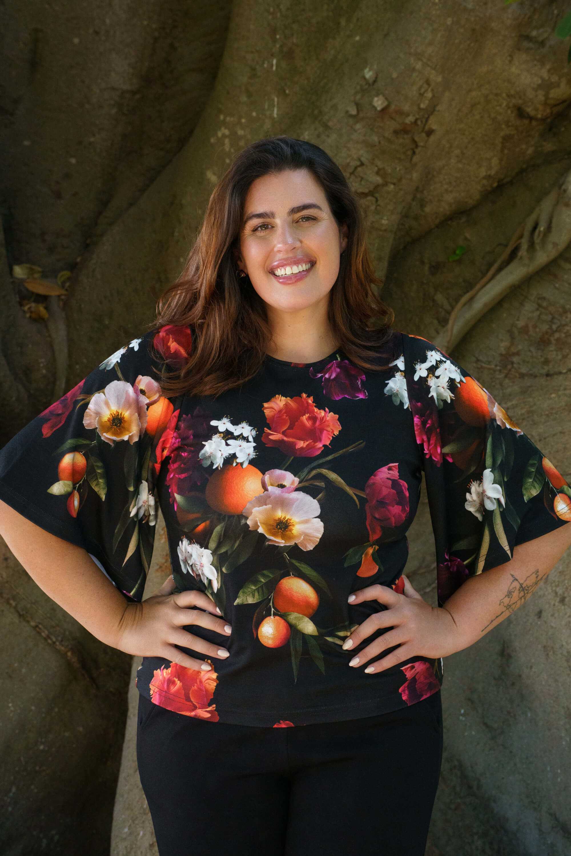 Vivienne Blouse, Sangria Garden