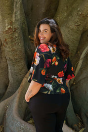 Vivienne Blouse, Sangria Garden
