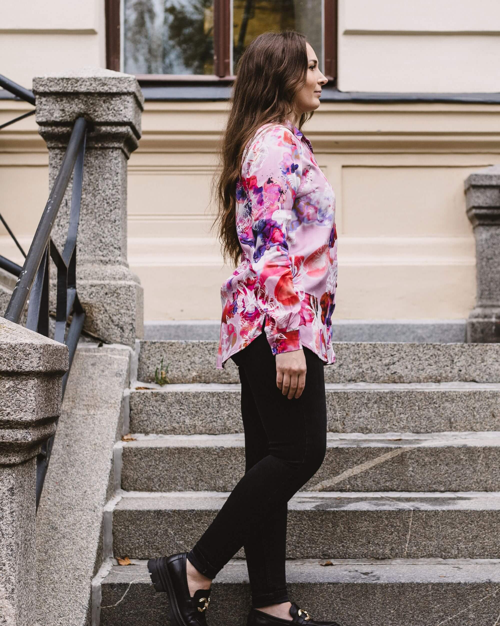 Chloe-Hemd mit Kragen, Coral Reef