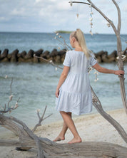 Linen Layered Dress, Sky Blue