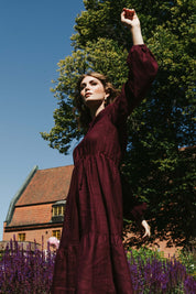 Ulrika Linen Dress, Merlot