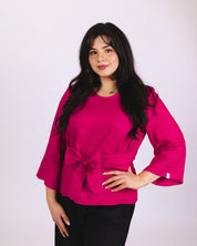 Ophelia linen Blouse, Pink Peacock