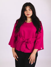 Ophelia linen Blouse, Pink Peacock