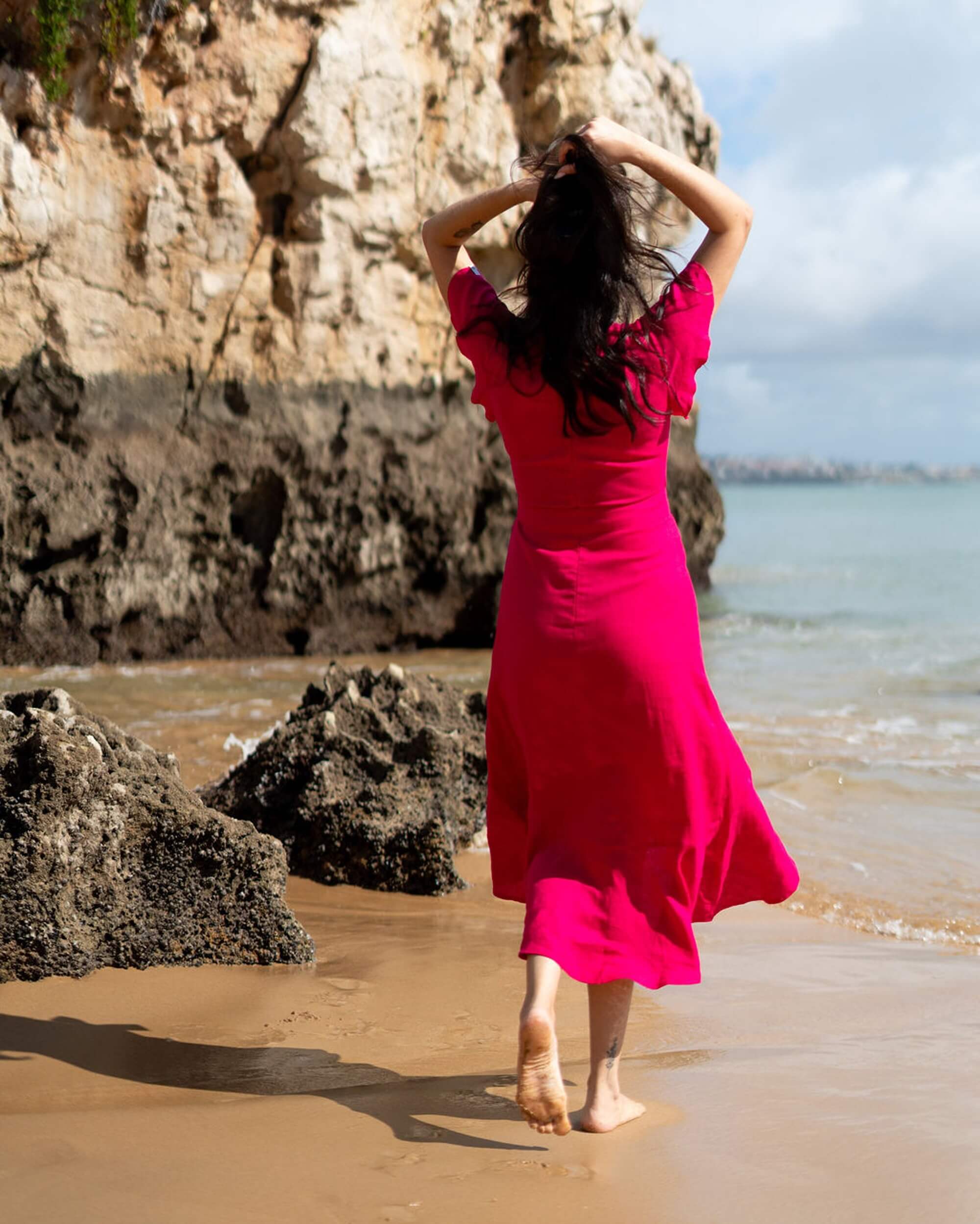 Annika Dress, Pink Peacock