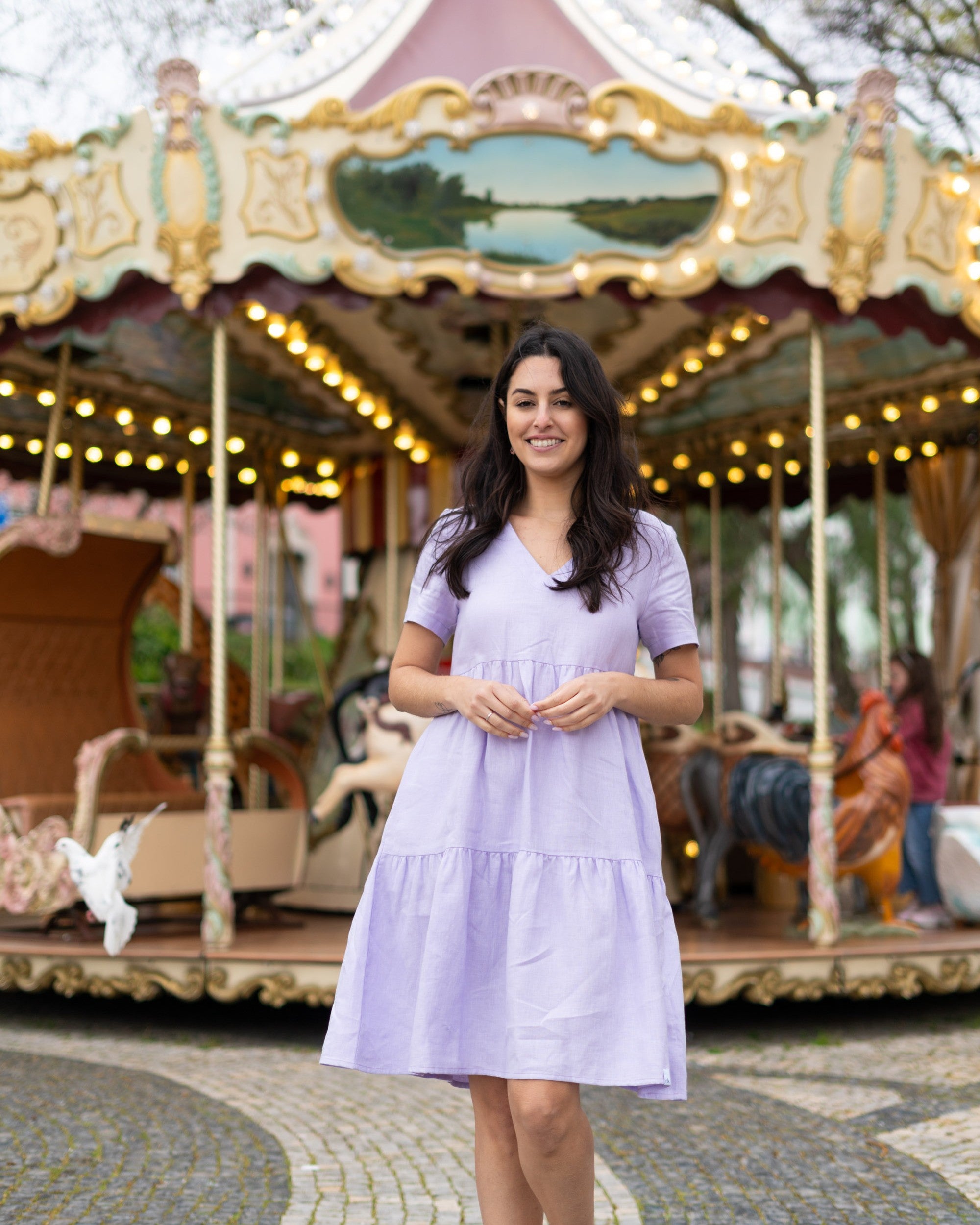 Linen Layered Dress, Lupine