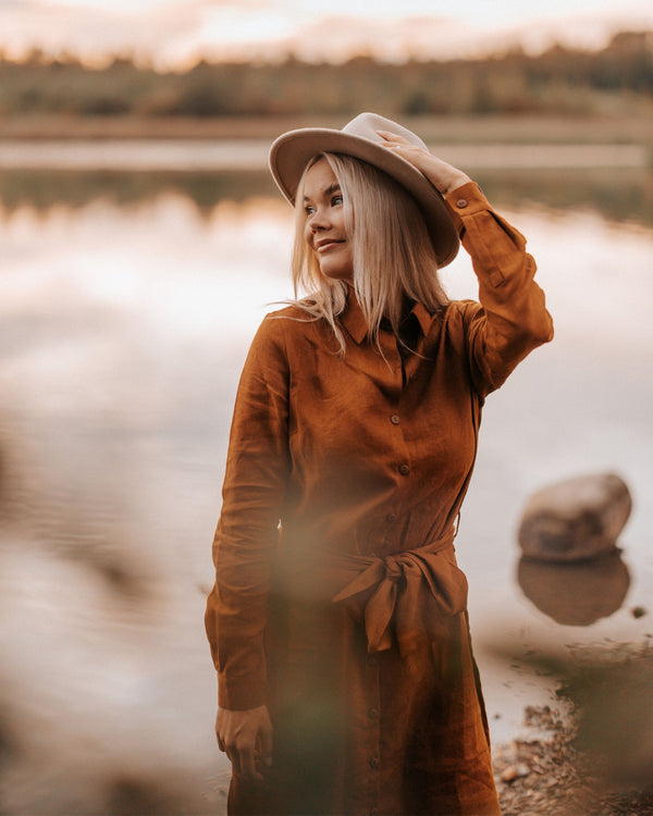 Chloe Linen Dress, Tiramisu