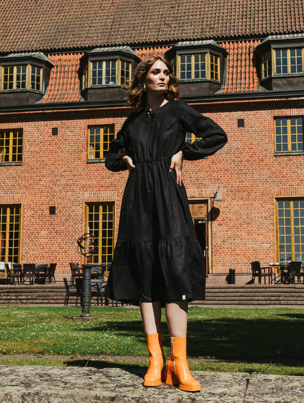 Ulrika Linen Dress, Black 