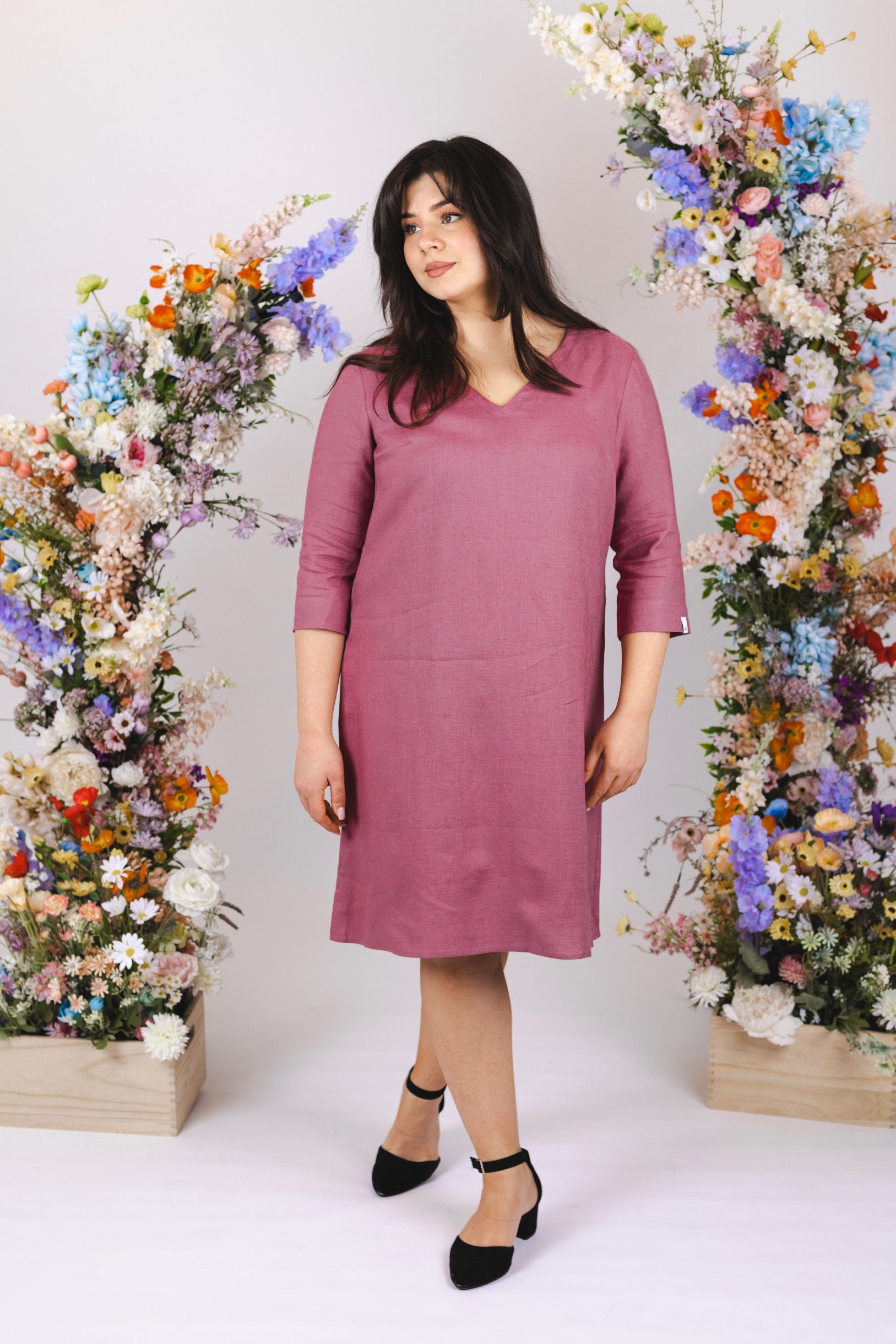 Vera Linen Dress, Mulberry