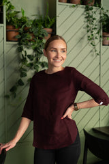 Classic Linen Blouse, Merlot
