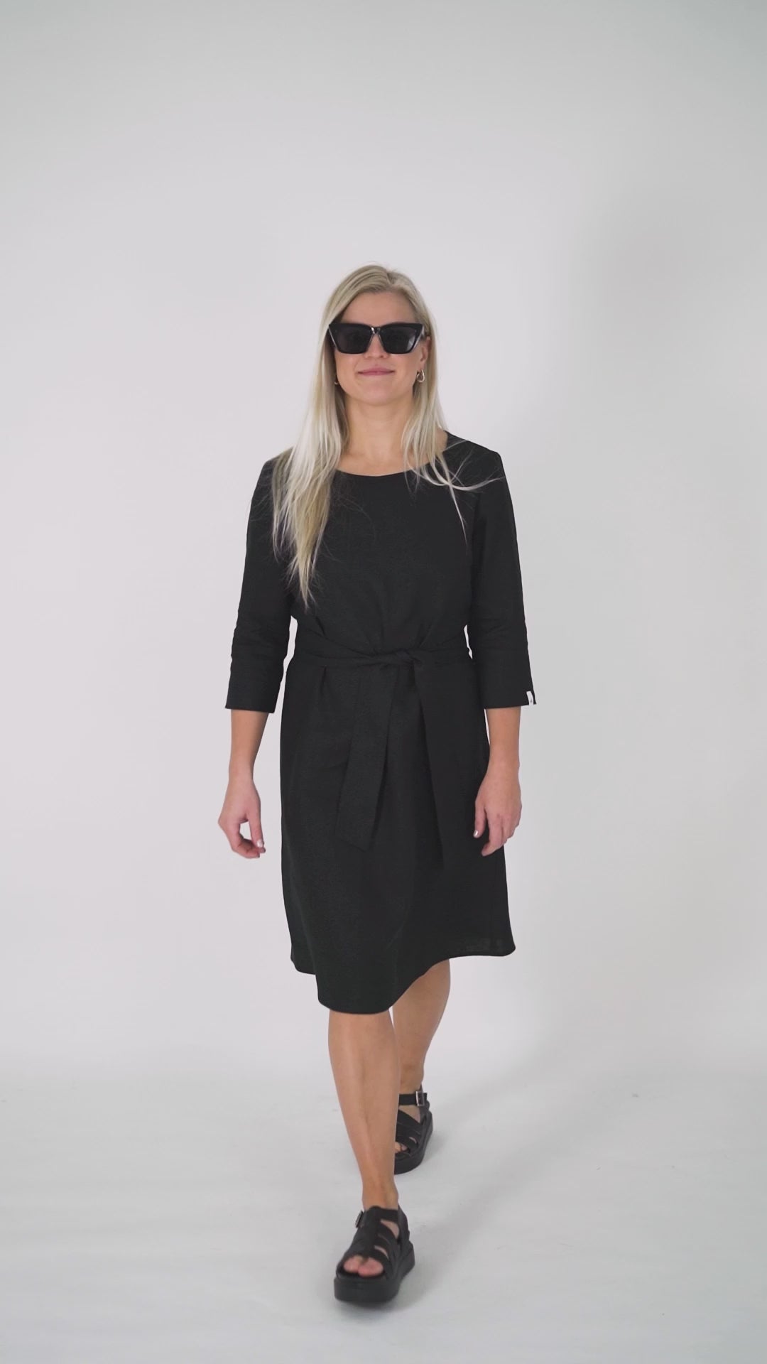 Classic Linen Dress, Black