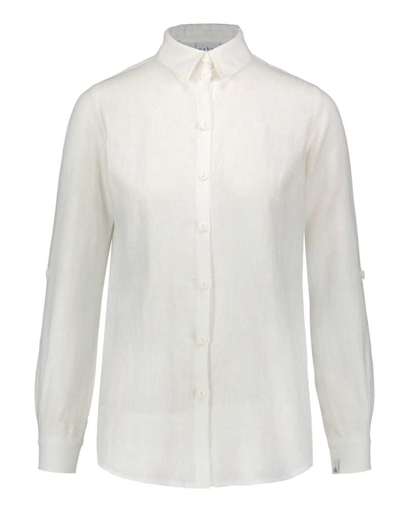 Chloe Linen Shirt, Cloudy White