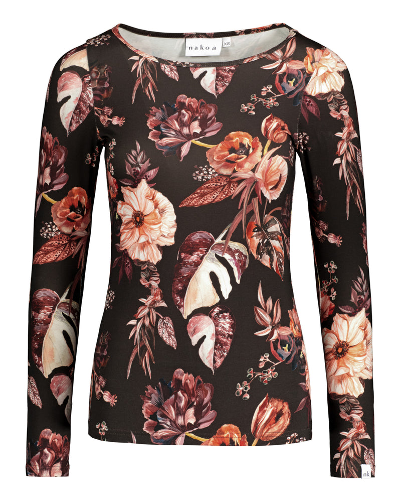 Women's Basic Print Shirt, Harvest Poppies 
