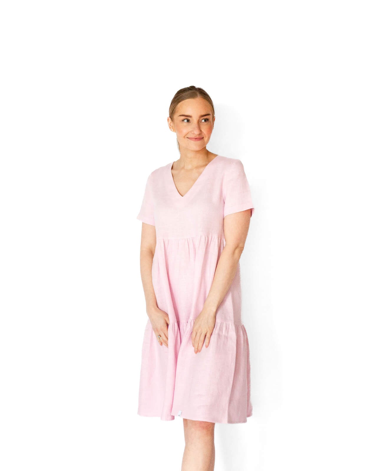 Linen Layered Dress, Rosewater