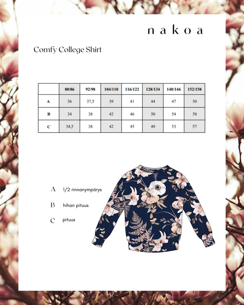 Comfy College Print Shirt, Midnight Lily