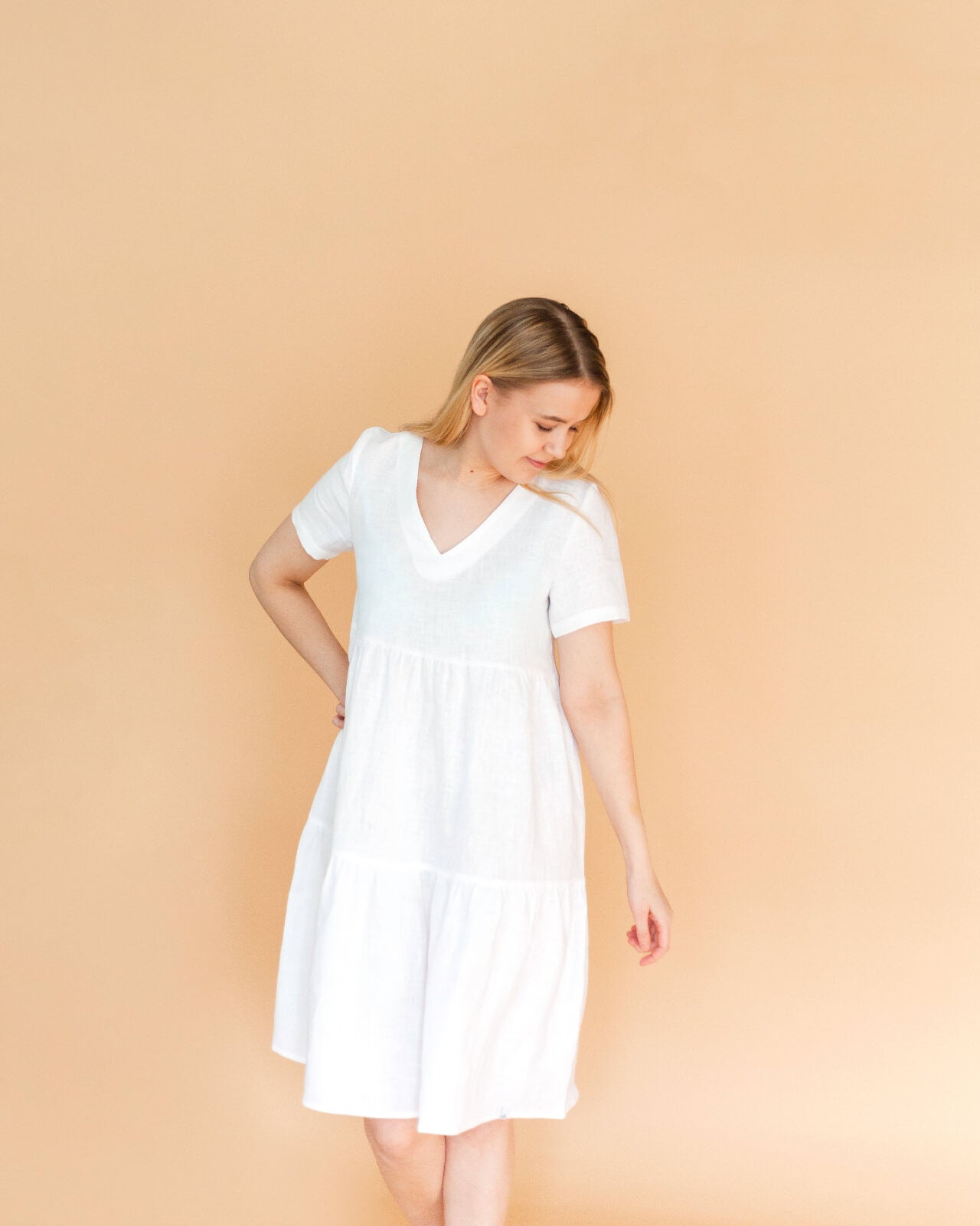 Linen Layered Dress, Coconut Milk