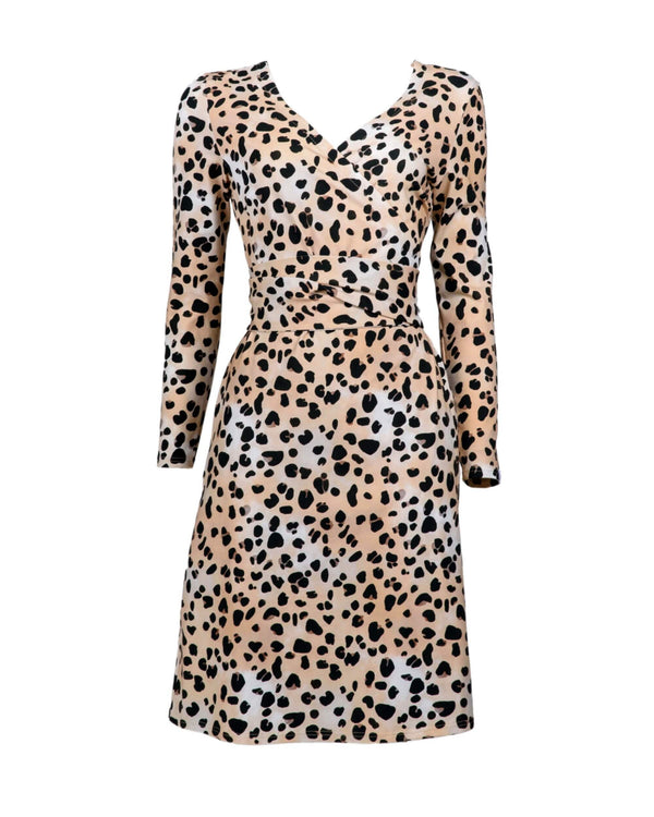 Print Wrap Dress, Leopard