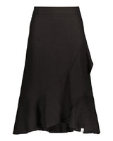 Linen Ruffle Skirt, Black