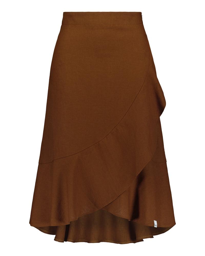 Linen Ruffle Skirt, Tiramisu