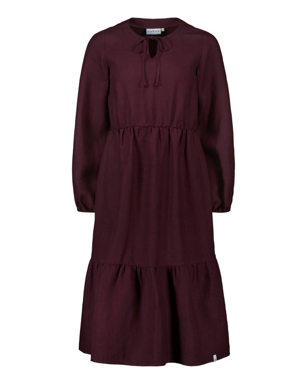 Ulrika Linen Dress, Merlot