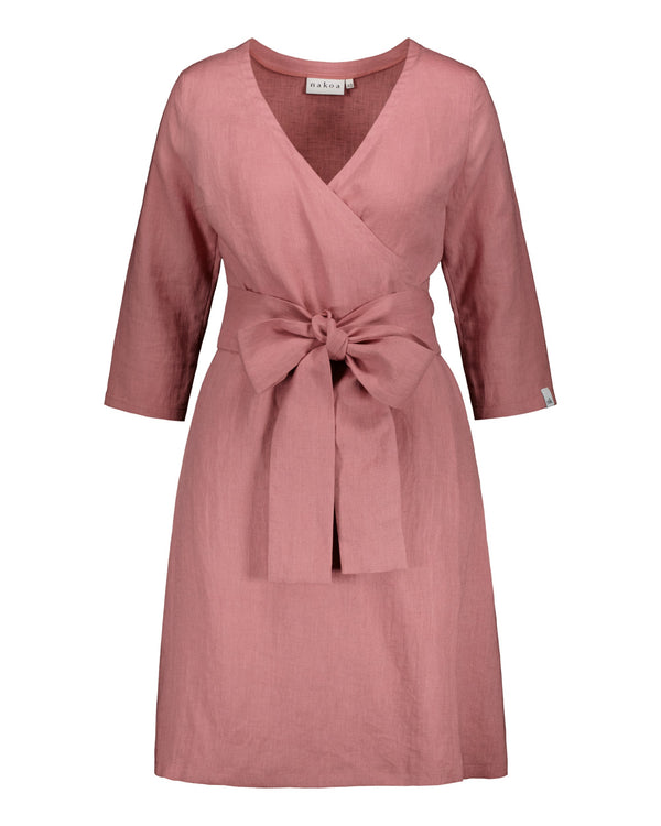 Linen Wrap Dress, Old Rose