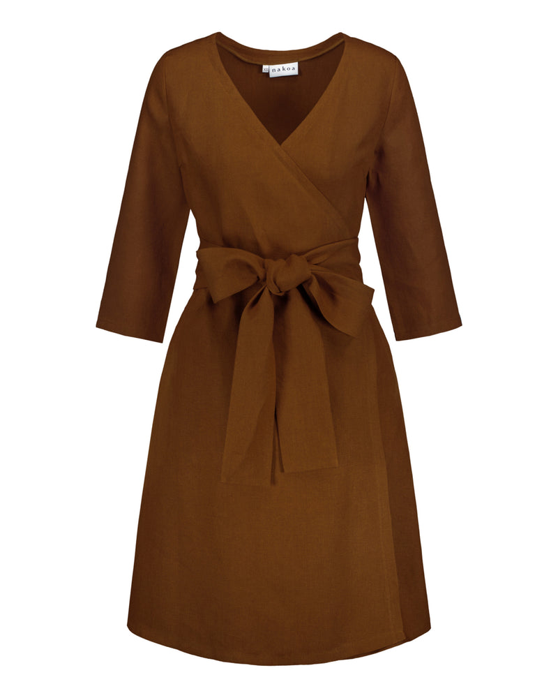 Linen Wrap Dress, Tiramisu