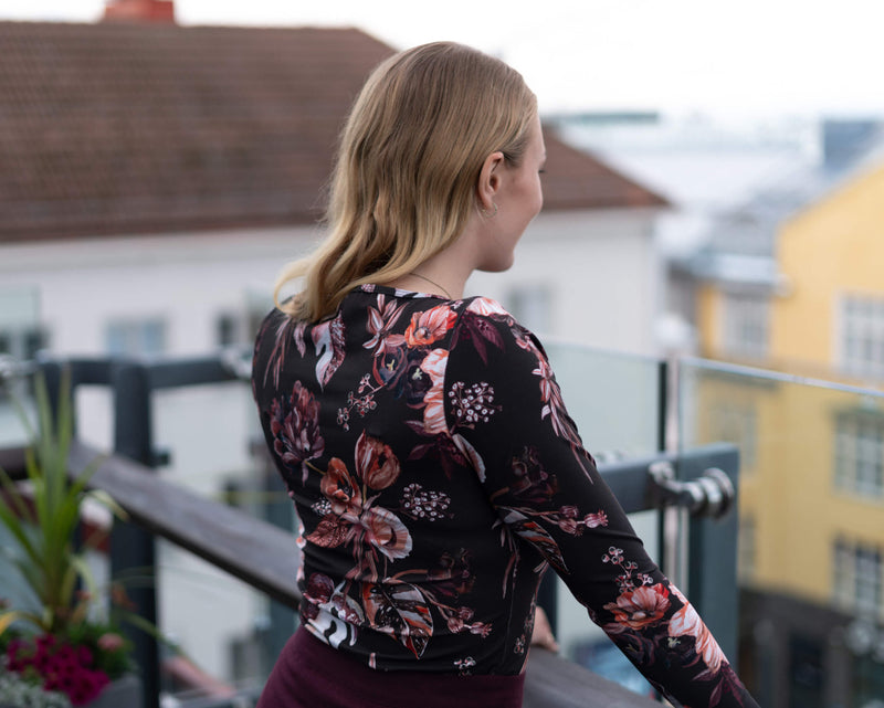 Women's Basic Print Shirt, Harvest Poppies 