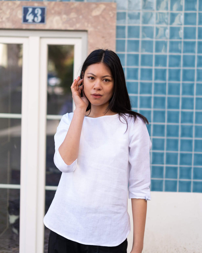 Classic Linen Blouse, Coconut Milk