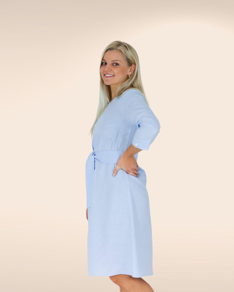 Classic Linen Dress, Sky Blue