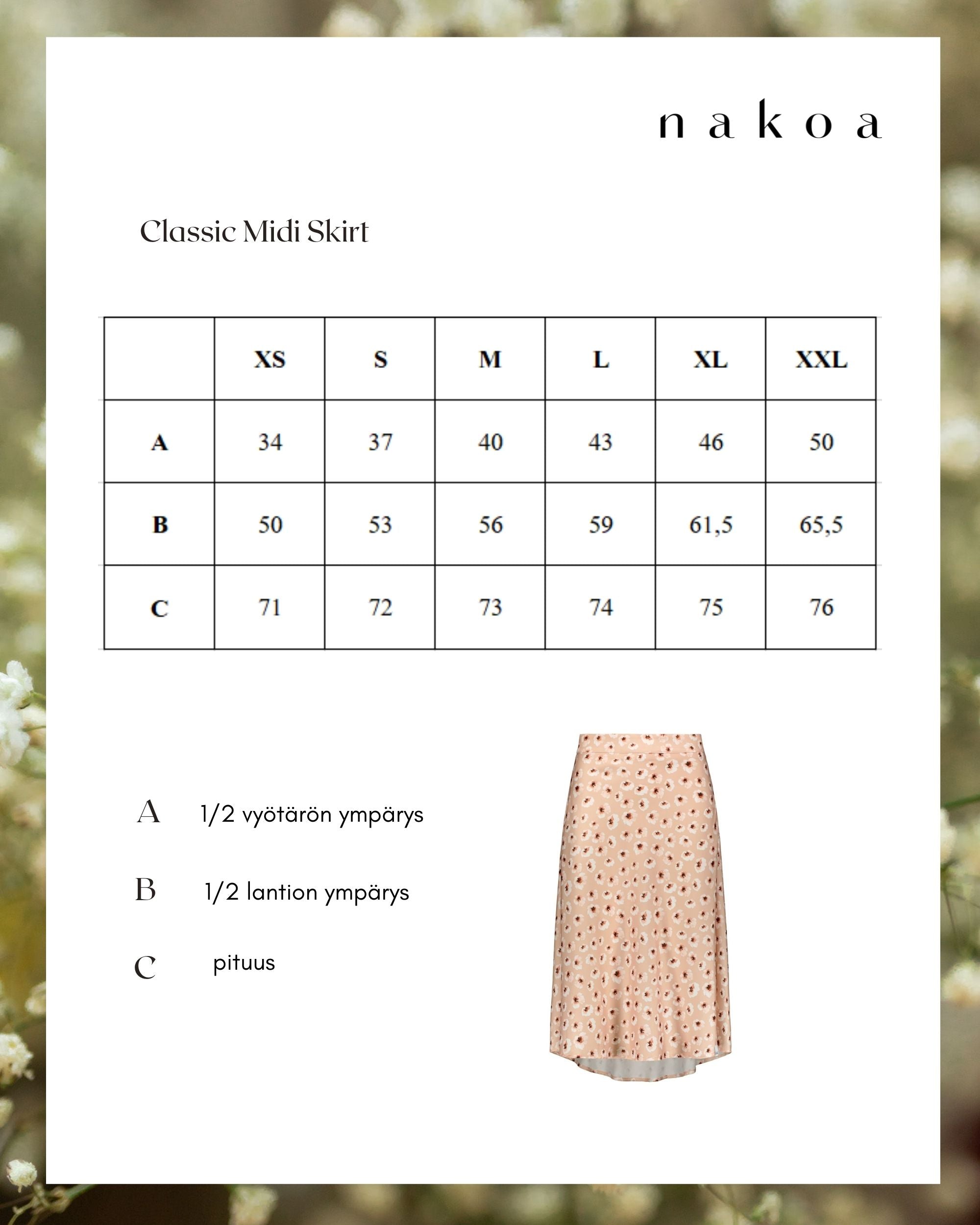 Classic Midi Skirt, Blushing Blossoms