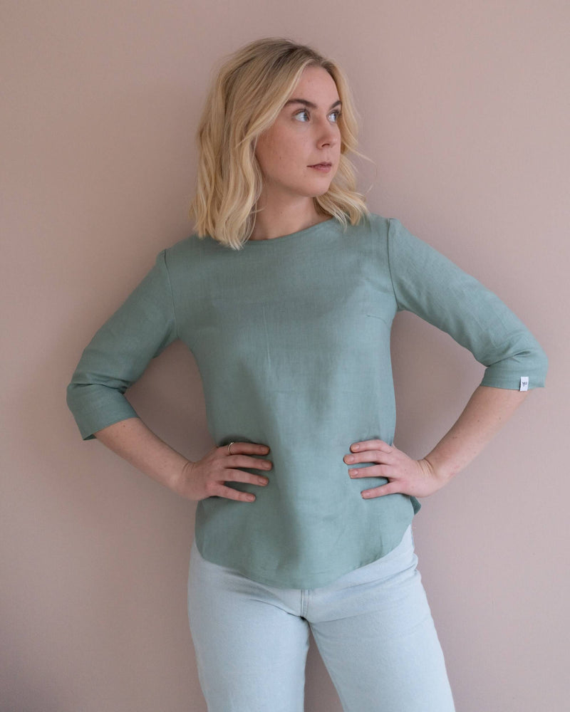 Classic Linen Blouse, Desert Sage