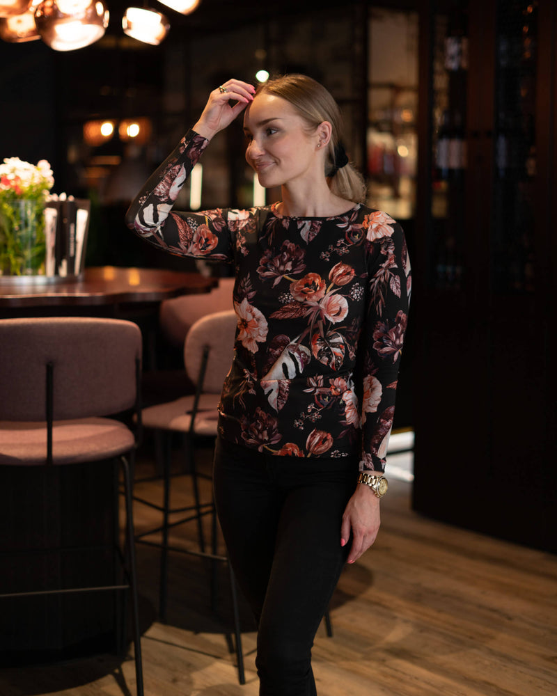 Women's Basic Print Shirt, Harvest Poppies 
