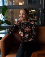 Women's Basic Print Shirt, Harvest Poppies 