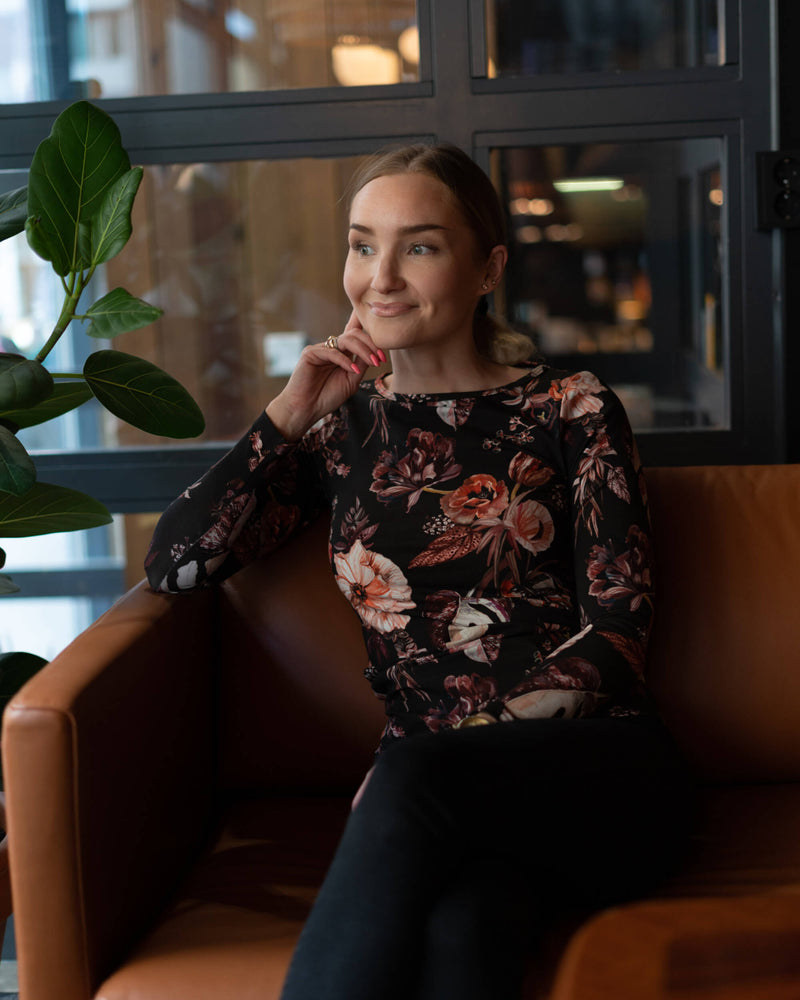 Women's Basic Print Shirt, Harvest Poppies 