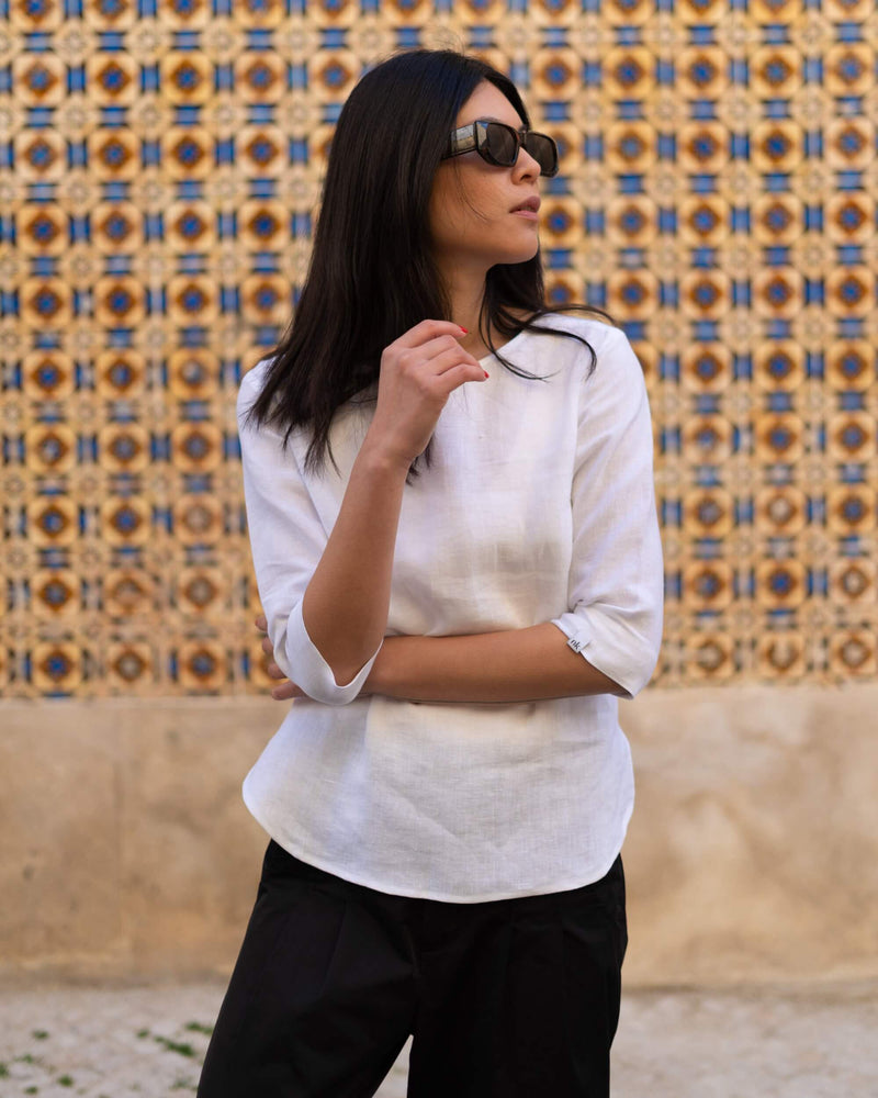 Classic Linen Blouse, Coconut Milk