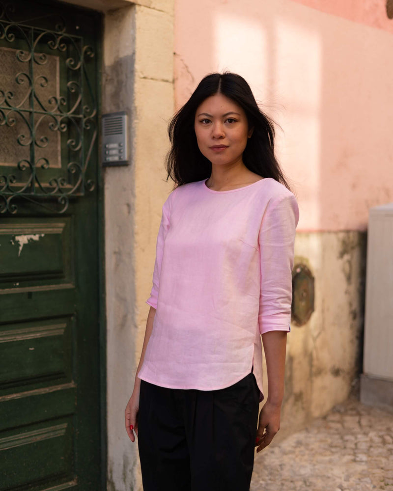Classic Linen Blouse, Rosewater