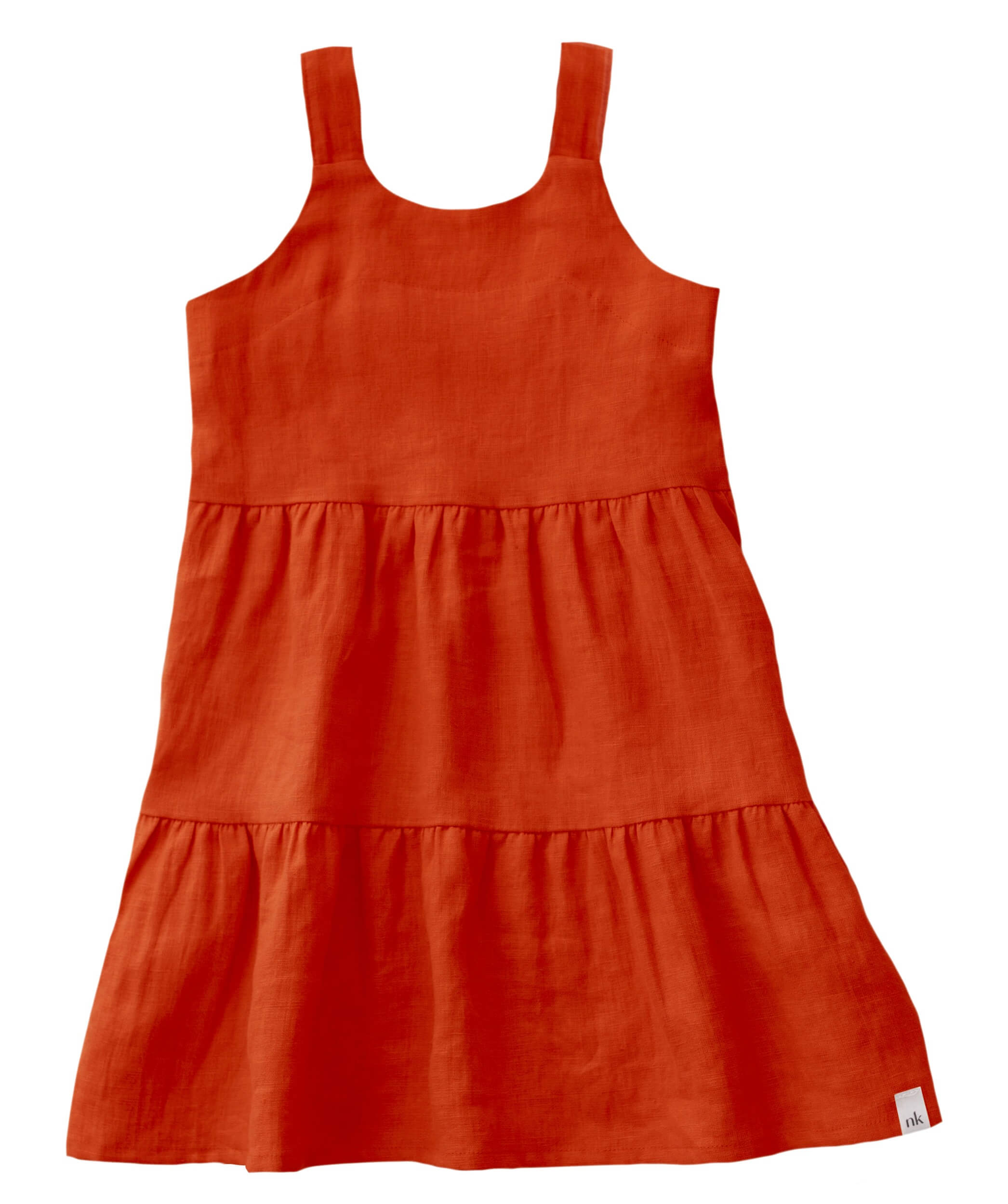 Kid's layered dress, Terracotta