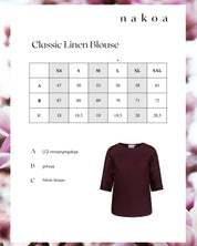 Klassische Leinenbluse. Leinenhemd, Merlot