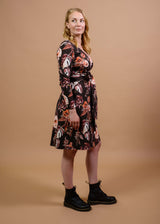 Print Wrap Dress, Harvest Poppies 