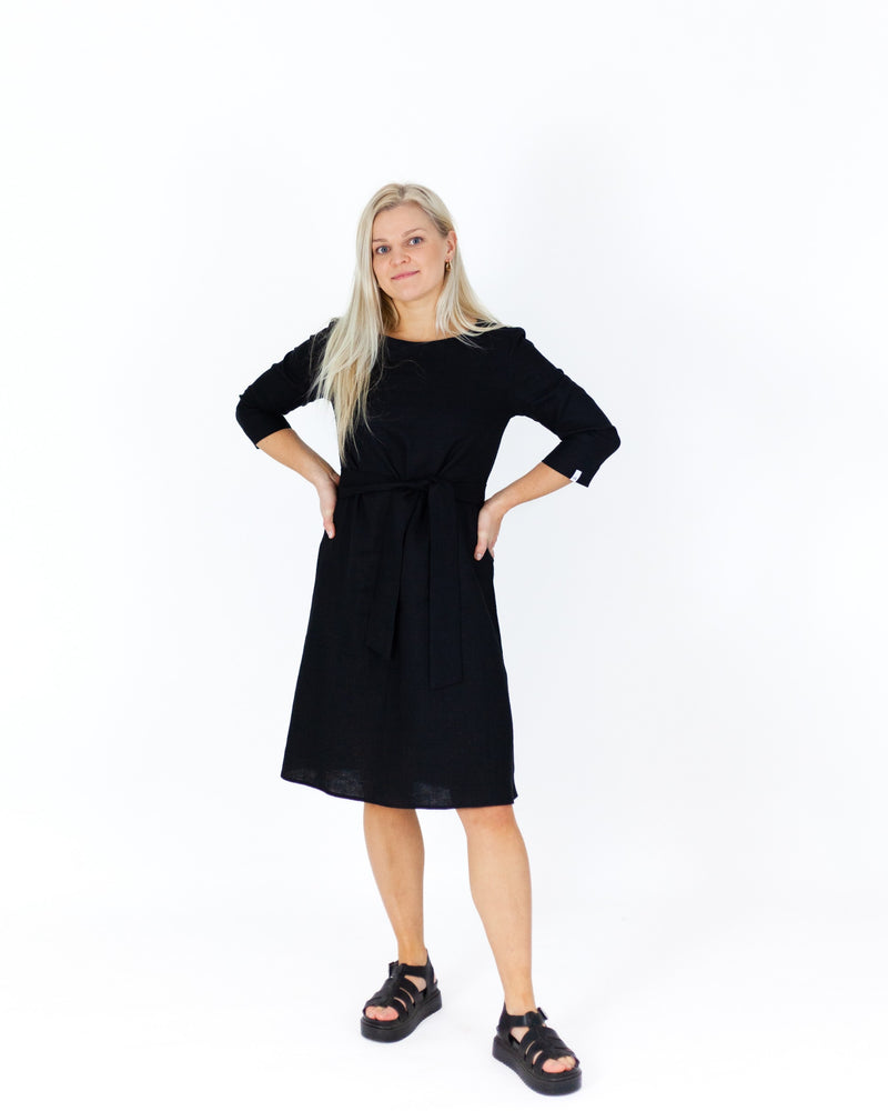Classic Linen Dress, Black