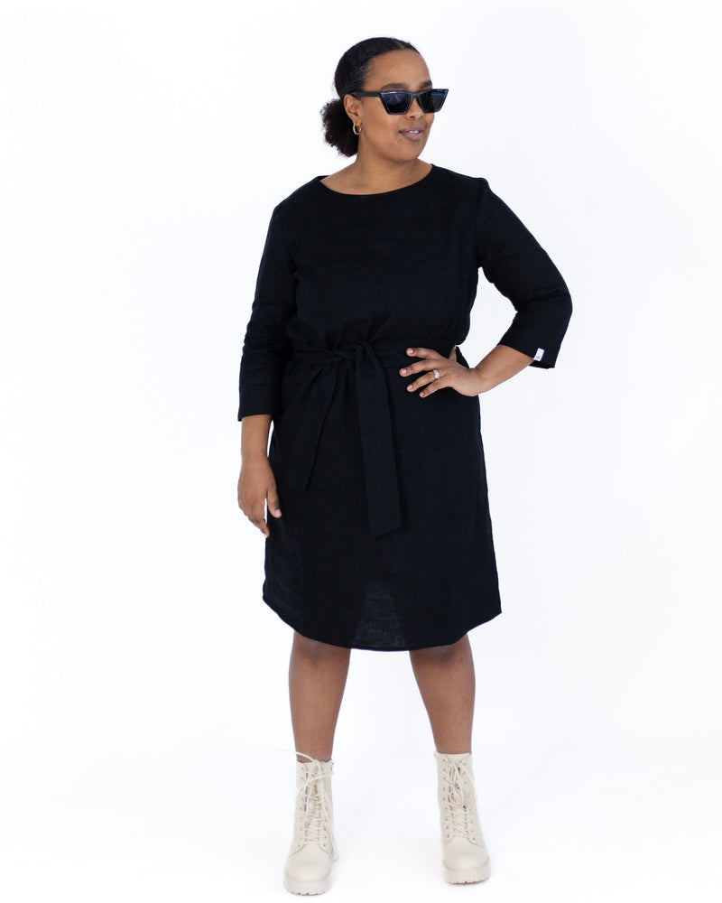 Classic Linen Dress, Black