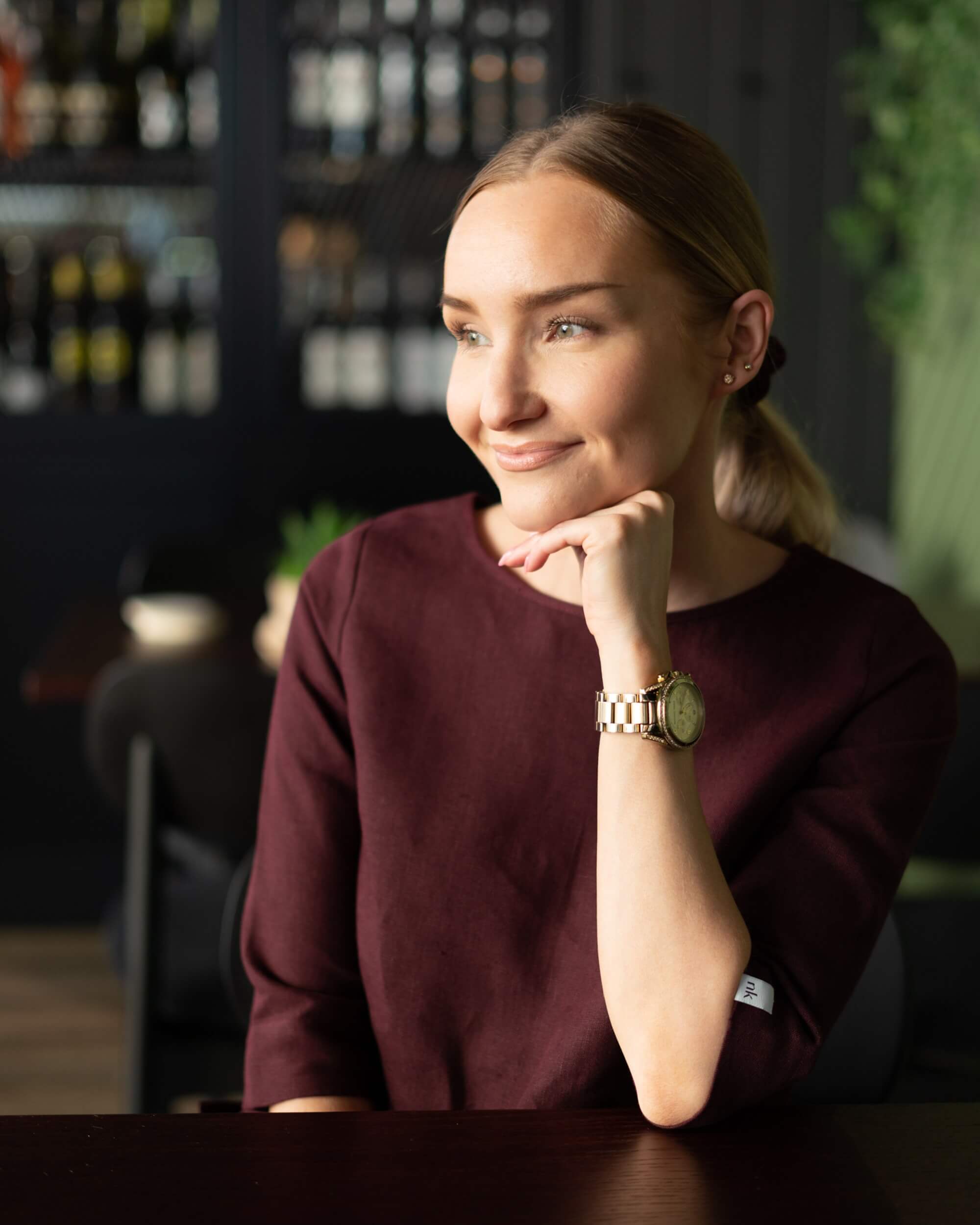 Classic Linen Blouse, Merlot