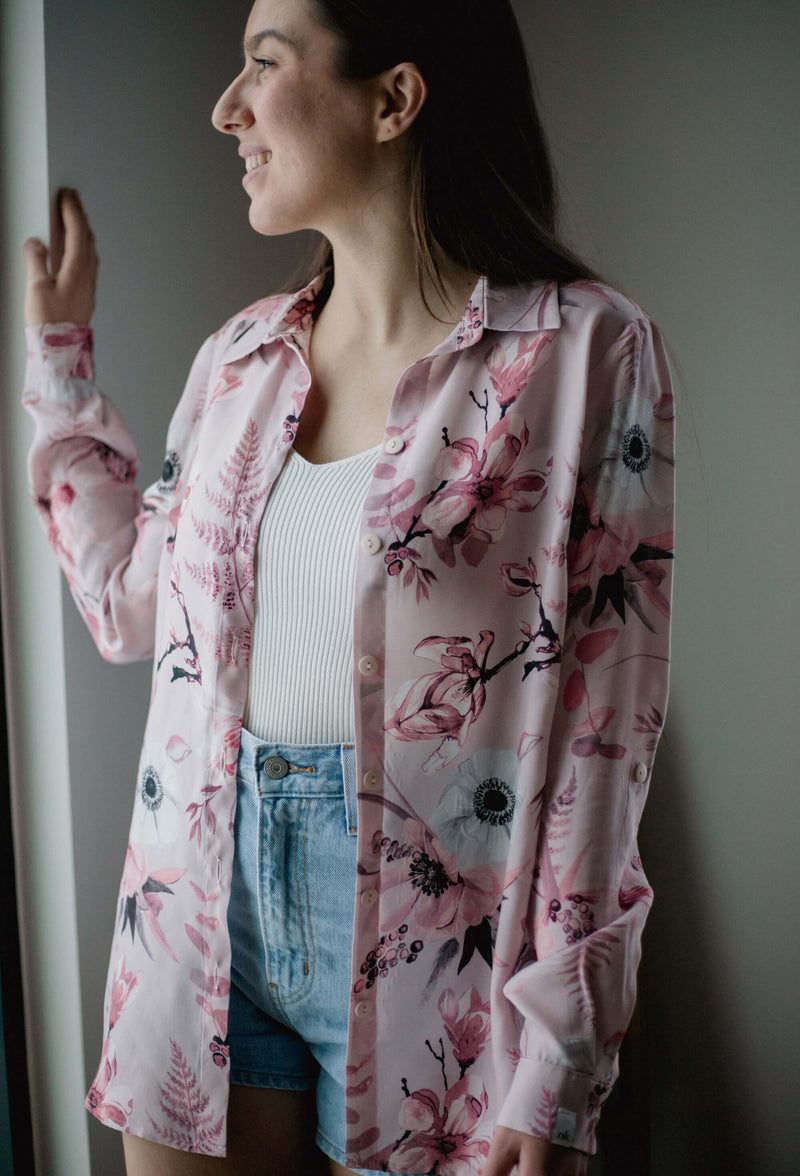Chloe Collared Shirt, Rose Lily 