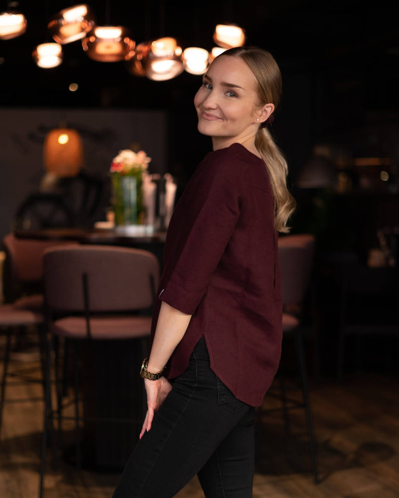 Classic Linen Blouse, Merlot