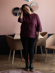 Classic Linen Blouse, Merlot