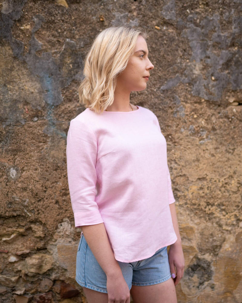 Classic Linen Blouse, Rosewater